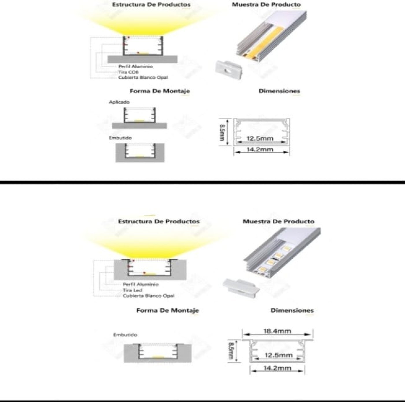 PERFIL DE ALUMINIO PARA NEON COB 220V